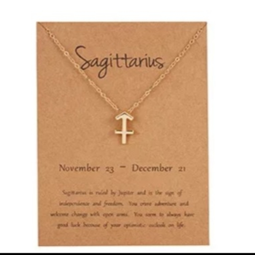 Sagittarius Zodiac Gold Tone Chain Link Necklace